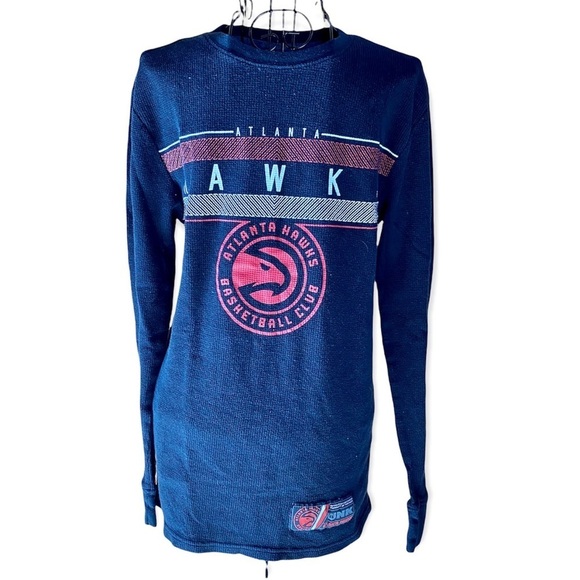 Unk NBA Atlanta Hawks Basketball Club Waffle Weave Long-sleeve Shirt Black Small - Picture 1 of 8